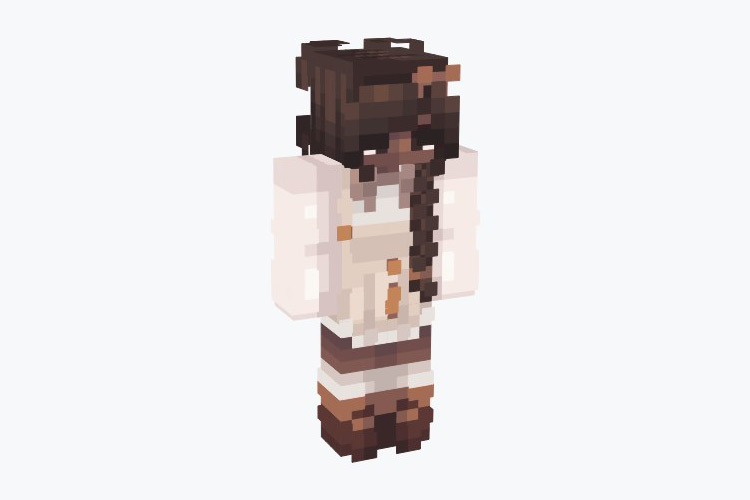 Girl With Dark Brown Braided Hair / Minecraft Skin