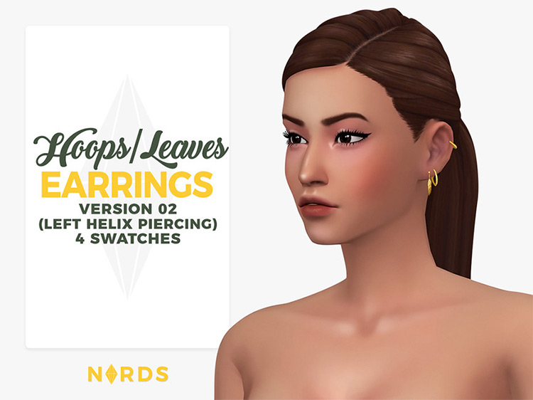 Hoops/Leaves Earrings (Maxis Match) Sims 4 CC