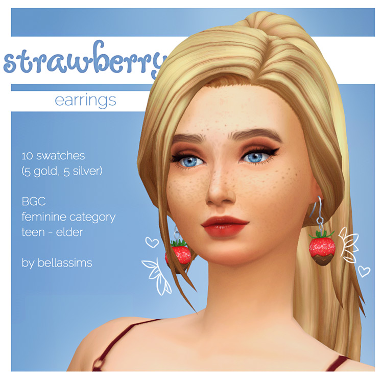 Strawberry Earrings (Maxis Match) Sims 4 CC