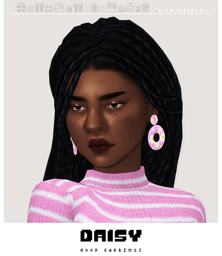 Daisy Earring Set (Maxis Match) Sims 4 CC
