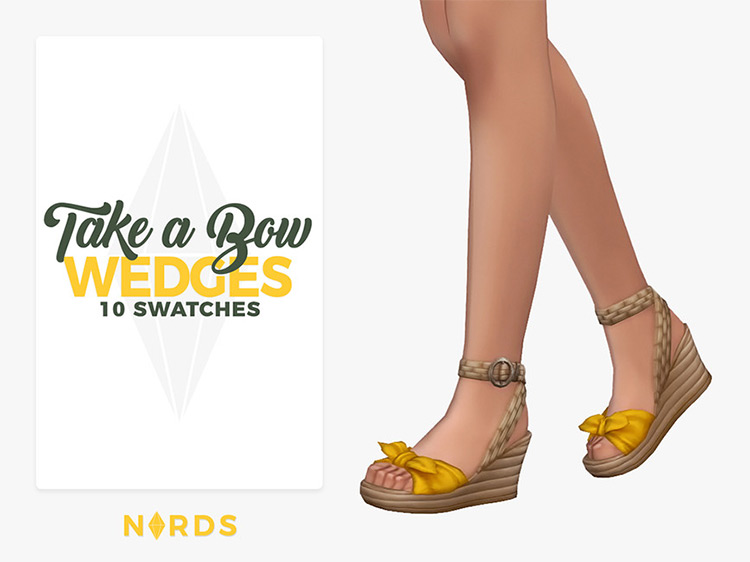 'Take A Bow' Wedge Sandal Heels / Sims 4 CC