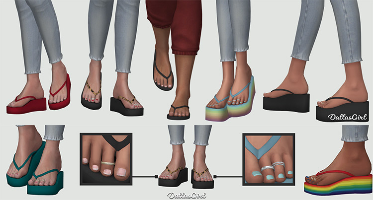 Platform Flip-Flops for Girls / Sims 4 CC