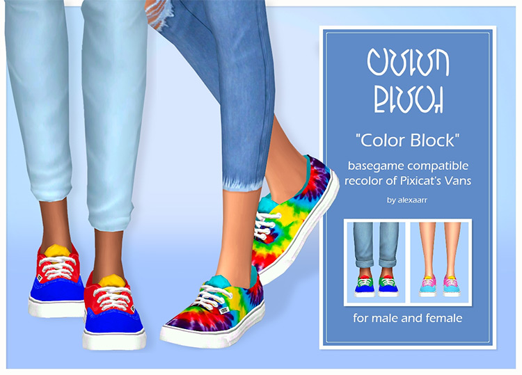 Color Block Vans (Maxis Match) Sims 4 CC