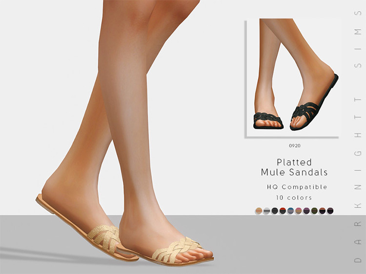 Platted Mule Sandals (Female) Sims 4 CC