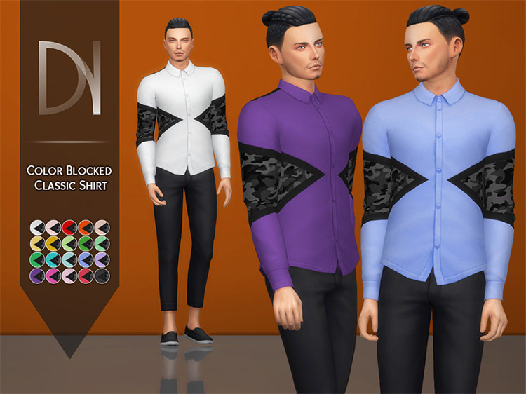 Color Blocked Classic Shirt (Maxis Match) Sims 4 CC