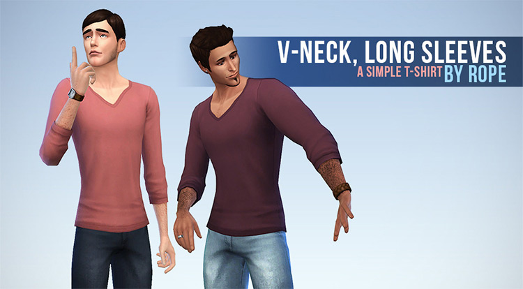 V-neck Long Sleeves for men / Sims 4 CC