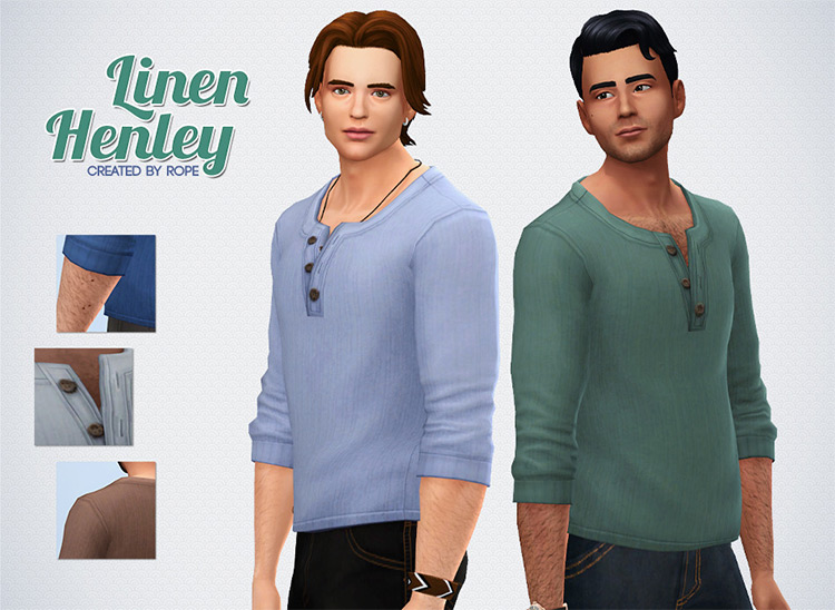 Linen Henley For Men / Sims 4 CC