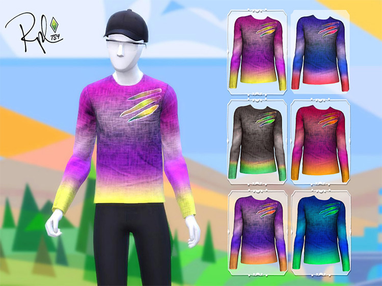 Colors Long Sleeve T-Shirt Set / Sims 4 CC