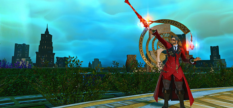 Red Mage doing the Battle Stance Emote in FFXIV