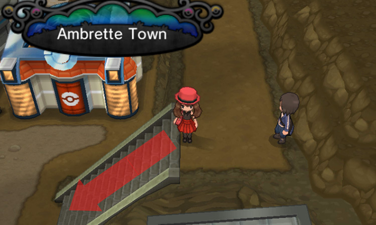 The stairs leading into Ambrette Town from Route 8 / Pokémon X & Y