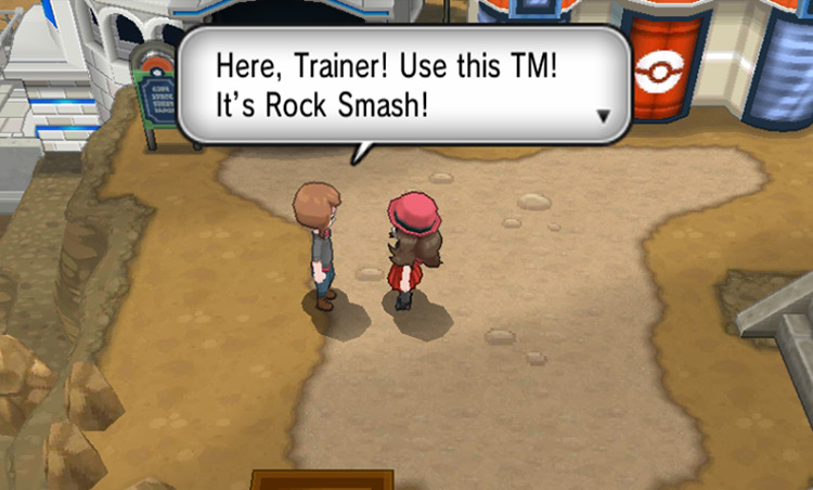 The player receives TM94 Rock Smash / Pokémon X & Y