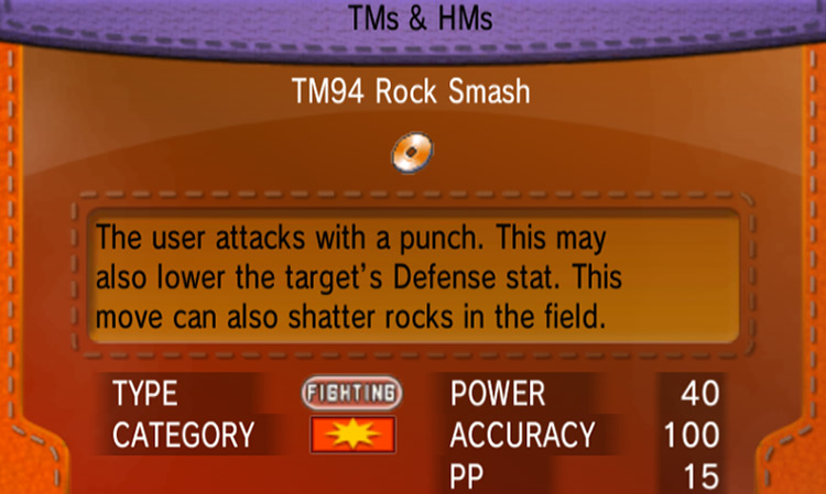TM94 Rock Smash / Pokémon X & Y