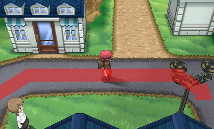 The bicycle track passes the Boutique before curving back around and going up the cliff side / Pokémon X & Y