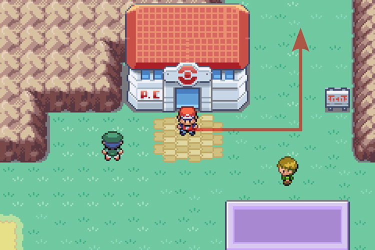 Going up from the Lavender Town Pokémon Center. / Pokémon Radical Red
