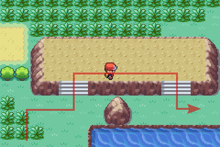 Climbing up the other set of stairs and then going down from the East. / Pokémon Radical Red