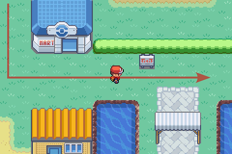 Continuing East from the Pokémon Center. / Pokémon Radical Red