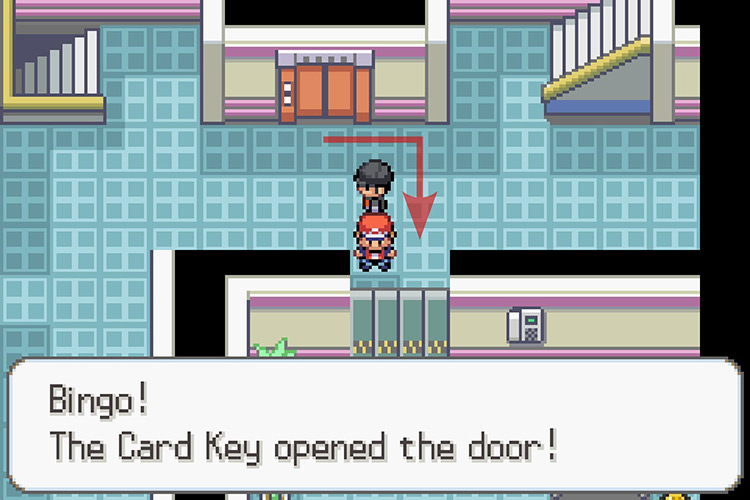 Unlocking the door directly South of the elevator / Pokémon Radical Red