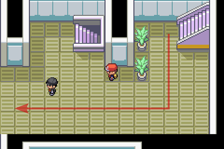 Going down and then heading left from the staircase. / Pokémon Radical Red