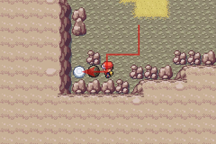 Pushing the boulder onto the switch. / Pokémon Radical Red