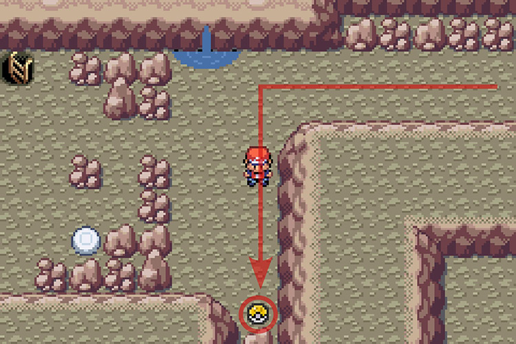 The TM for Overheat found before going through the small gap. / Pokémon Radical Red