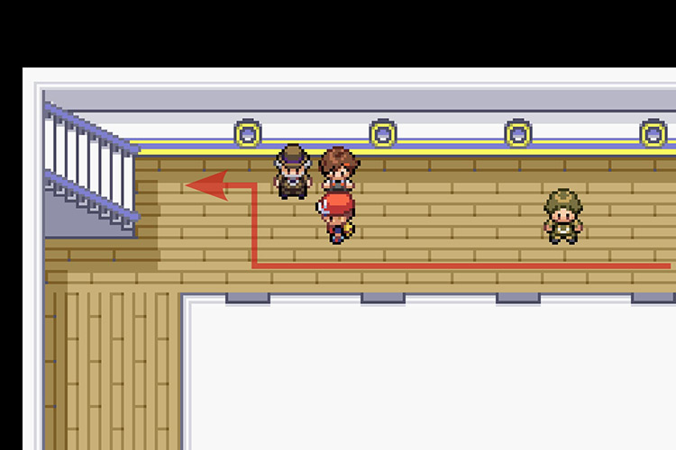 The stairs leading to the second floor of the ship / Pokémon Radical Red