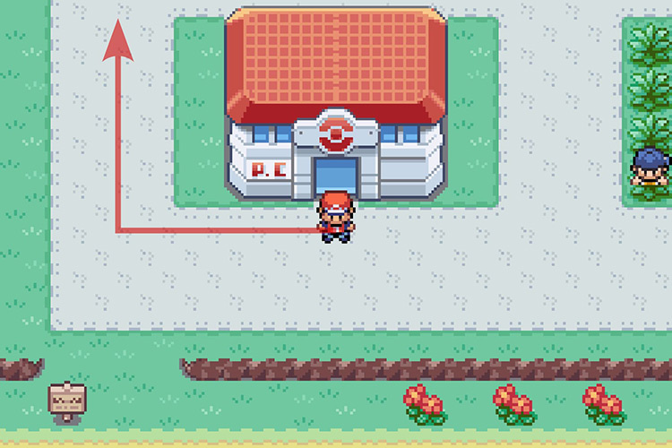 Standing outside of the Viridian City Pokémon Center / Pokémon Radical Red