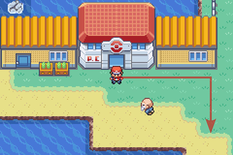 Standing outside of the Vermillion City Pokémon Center / Pokémon Radical Red