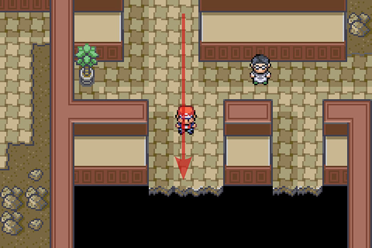 Walking off of the broken path to reach a different part of the mansion. / Pokémon Radical Red