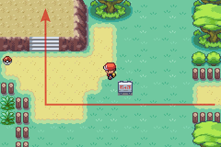 Climbing the stairs West of the Area 3 entrance. / Pokémon Radical Red