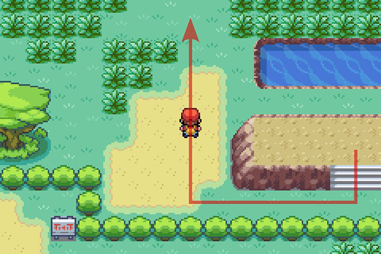 Turning North after going down the stairs. / Pokémon Radical Red