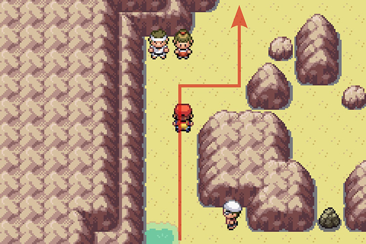 Walking past the two trainers standing side by side. / Pokémon Radical Red