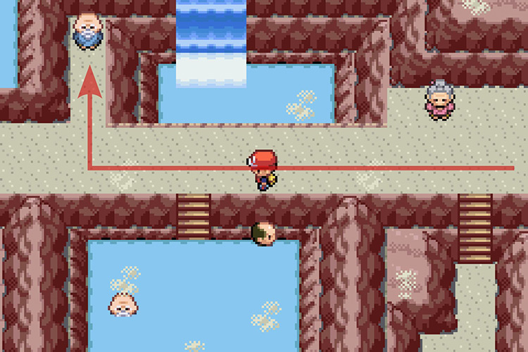 Approaching the old man who gives the HM for Waterfall. / Pokémon Radical Red