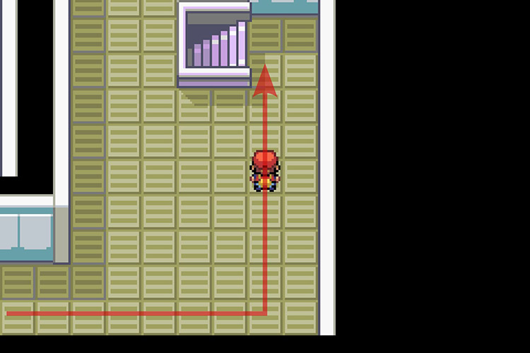The stairs leading to the Rocket Hideout basement’s fourth floor. / Pokémon Radical Red