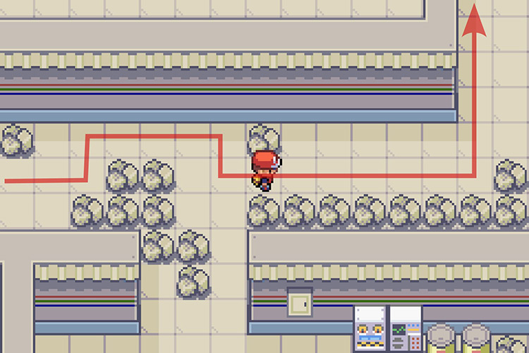 Following the hallway East and then turning North. / Pokémon Radical Red