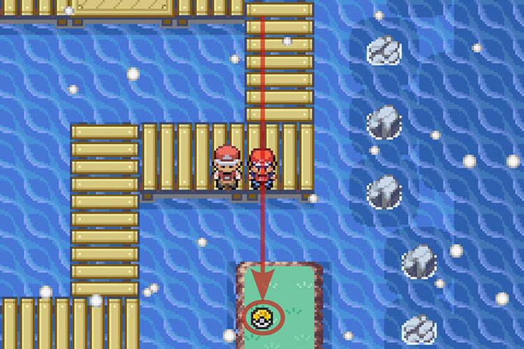 Finding TM048 on a patch of land surrounded by water. / Pokémon Radical Red