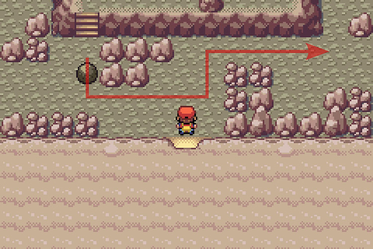 Pushing the boulder near the entrance to the right. / Pokémon Radical Red