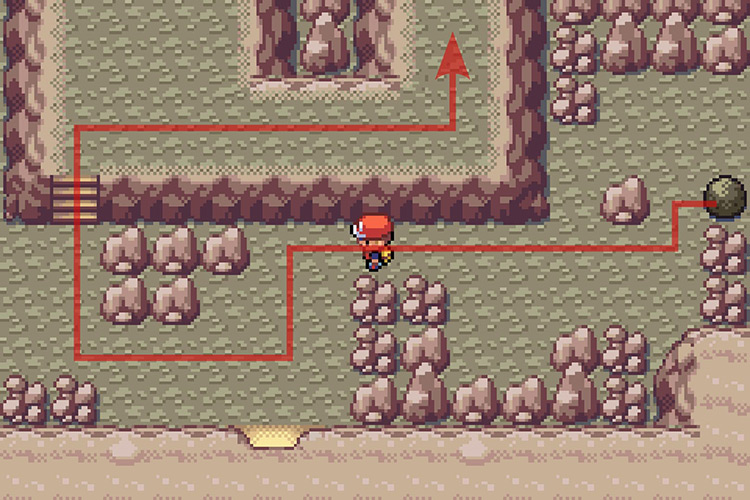 Climbing the stairs and following the path East. / Pokémon Radical Red