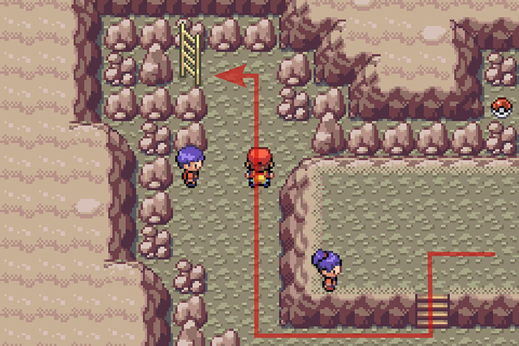 Going up to the second floor using the ladder. / Pokémon Radical Red