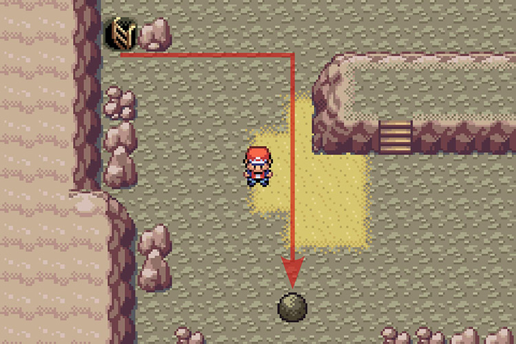 Using Strength on the boulder and pushing it down. / Pokémon Radical Red