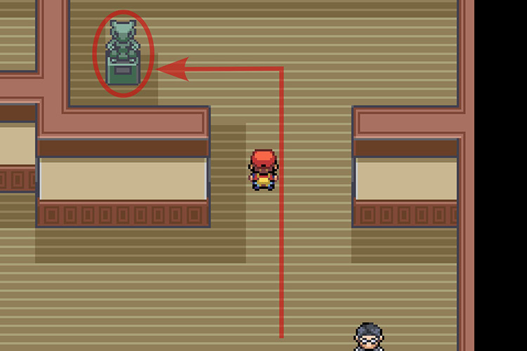 Interacting with the statue in the room directly North. / Pokémon Radical Red
