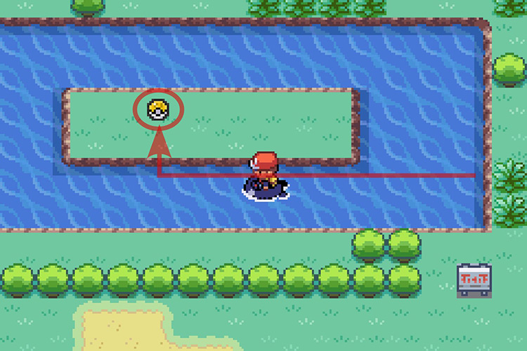 TM054 found on a small strip of land surrounded by water. / Pokémon Radical Red