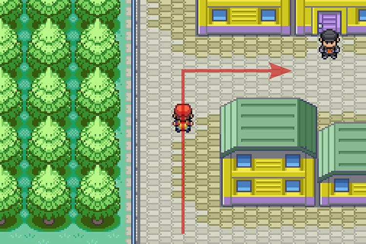 Turning right when the path forward ends. / Pokémon Radical Red