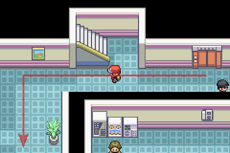 Following the corridor going South, located West of the elevator. / Pokémon Radical Red