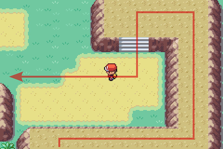Getting off of the platform using the other stairs. / Pokémon Radical Red