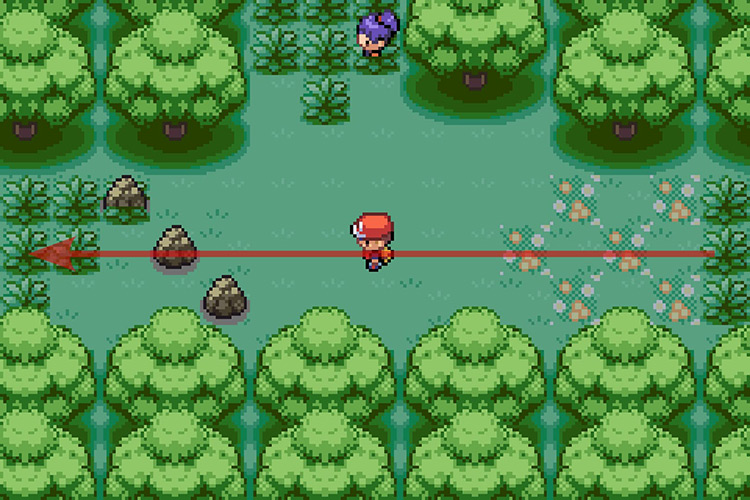 Using Rock Smash on one of the three rocks. / Pokémon Radical Red