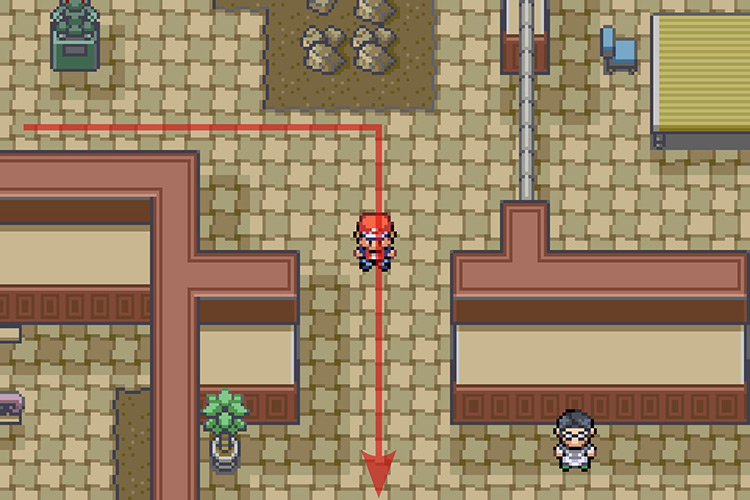 Walking South after interacting with the statue. / Pokémon Radical Red