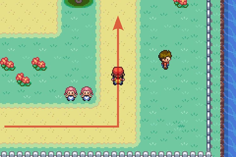 Following the path North after walking past the twins. / Pokémon Radical Red