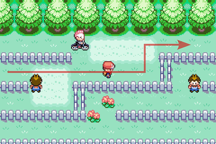 Walking North and then going East again. / Pokémon Radical Red