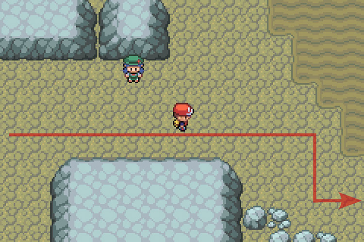 Going down after walking past the camper. / Pokémon Radical Red