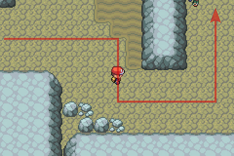 Walking around the stone wall. / Pokémon Radical Red
